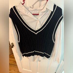 Abercrombie sweater vest + button up shirt